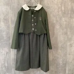 グリーン チェック柄 ドレス ジャケット セットファミリア