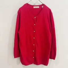 ★ケイトヒル 無地カーディガン Ｖネック長袖 M 赤 アンゴラ混 お出かけ上品