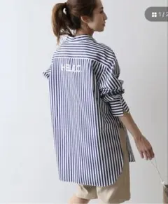 FRAMeWORK フレームワーク　ブロードバックロゴシャツ　ストライプ