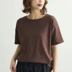 新品グリーンパークスリブカットソートップス半袖Tシャツブラウン