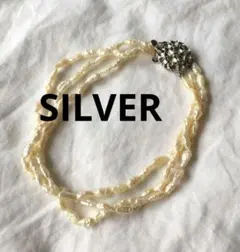 ビンテージ　淡水パール　シルバー　ブレスレット　SILVER　3連　淡水真珠