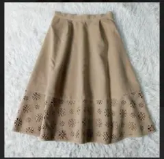31 Sons de mode 膝丈フレアスカート ベージュ 花柄 サイズ38