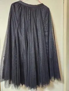 チュールフレアロングスカート 黒