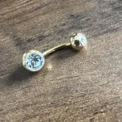 14G ゴールド クリスタル バーベルピアス