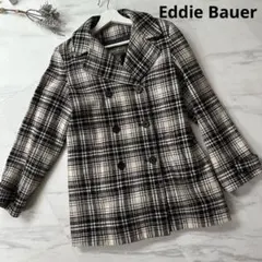 エディバウアー　ウール　チェック柄　チェスターコート　美品