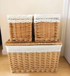 ウィロー製収納バスケット３個セット