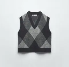 ZARA アーガイルニットベスト