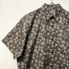 新品 デザインシャツ 総柄 ヴィンテージ 레트로 ボタニカル 花柄 薔薇 半袖