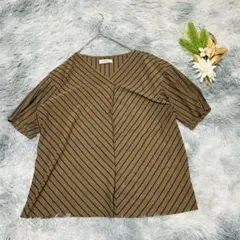 HUMAN WOMAN ヒューマンウーマン (M) 半袖カットソー ストライプ