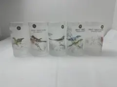 【未使用】HOYAクリスタル グラス 5客 バードウォッチング 野鳥 花柄