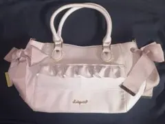 リボン付きライトピンクショルダーバッグ