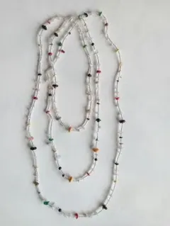 ハンドメイド 多色ビーズ ロングネックレス