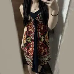 幾何学模様 キャミワンピース