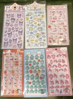 【即日発送】ボンボンドロップシール　サンリオキャラクター　6枚セット　立体シール