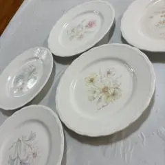 花柄オーバル型皿5枚セット