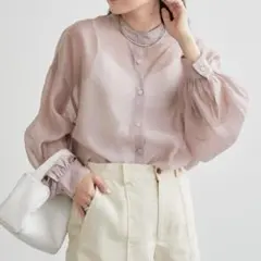 ★CIAOPANIC TYPY シアーバンドカラーシャツ シースルーメッシュ