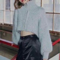 VIOLETTA クロップド丈 ショート ラメニット トップス アウター 長袖