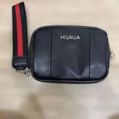 MURUA ブラック ポーチ ストラップ付き