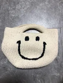 スマイル ニコちゃん 編み込み トートバッグ