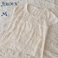 【JEROUX】ティアード フリル襟 フレンチスリーブ ブラウス M 清楚 上品