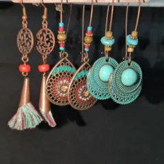 ボヘミアンスタイル ピアス(両耳用)3つセット新品未使用