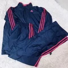 adidas シャカシャカナイロン上下セット ネイビー/ピンク　M