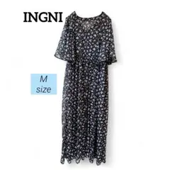 【美品】INGNI 2WAY ロングワンピース シアー 五分袖　花柄 M 黒