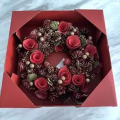 Francfranc クリスマスリース 赤 松ぼっくり フラワー