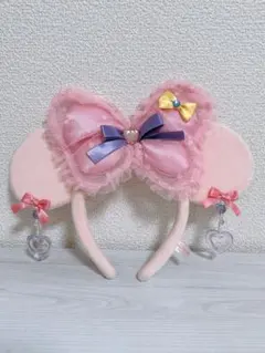 ディズニーカチューシャ　ミニーちゃん　カチューシャ ピンク イヤリング