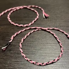 ハンドメイド　ミサンガ　2つセット　ピンク×黒×白