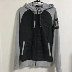Reebok リーボック キルティングジップアップパーカー グレー×ブラック