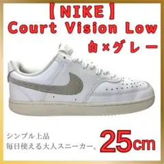 NIKE Court Vision Low WMNS 白×グレー 25cm