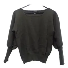 オリーブグリーン 五分袖 ボリュームスリーブニット