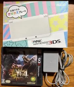 New Nintendo 3DS 本体 ホワイト、充電器、モンスターハンター4