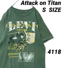 進撃の巨人 Tシャツ 緑 S リヴァイ兵長 調査兵団 自由の翼 アニメ古着