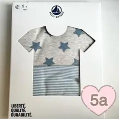 新品未使用 プチバトー 半袖Tシャツ 2枚組 5ans 星、ミラレ