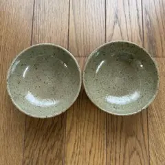 グレー系陶器製浅いボウル2個セット