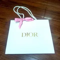 DIOR ディオール★ ピンクリボン付き ホワイトショップ袋 ギフトバッグ