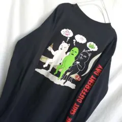 RIPNDIP リップンディップ　長袖　ロンT ロンt ネコ 宇宙 黒 ネコ