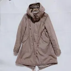 ネイビーナチュラル フード付き モッズコート ボア裏地 Mサイズ ブラウン