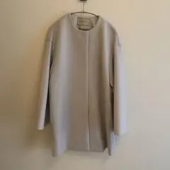 スプリングコート　ノーカラー　グレー　アローズ　ポリエステル