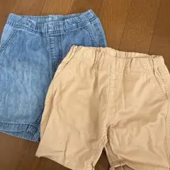 キッズ ハーフパンツ 2枚セット デニム ベージュ