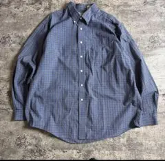 L.L.Bean チェックシャツ XL ネイビー系 USA古着 長袖メ
