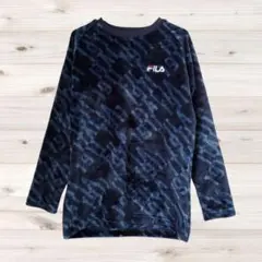 A1974 FILA スウェット トレーナー 長袖(M) ネイビー 総柄のサムネイル