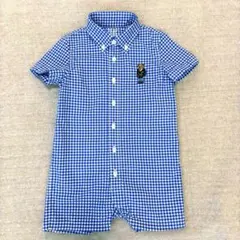 【美品】ラルフローレン ポロベア12M 80 半袖ロンパース ギンガムチェック