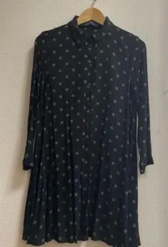 ZARA WOMAN ドット柄長袖ワンピース EU XS