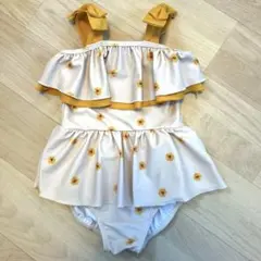 アプレレクール　ひまわり柄　フリルワンピース水着　100cm
