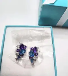 スカイブルートパーズ Mia フェザータッチイヤリング TO 約15.00ct 