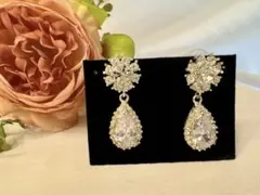 シルバークリスタルドロップピアス