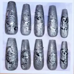 シルバーグリッター Y2K ネイルチップ